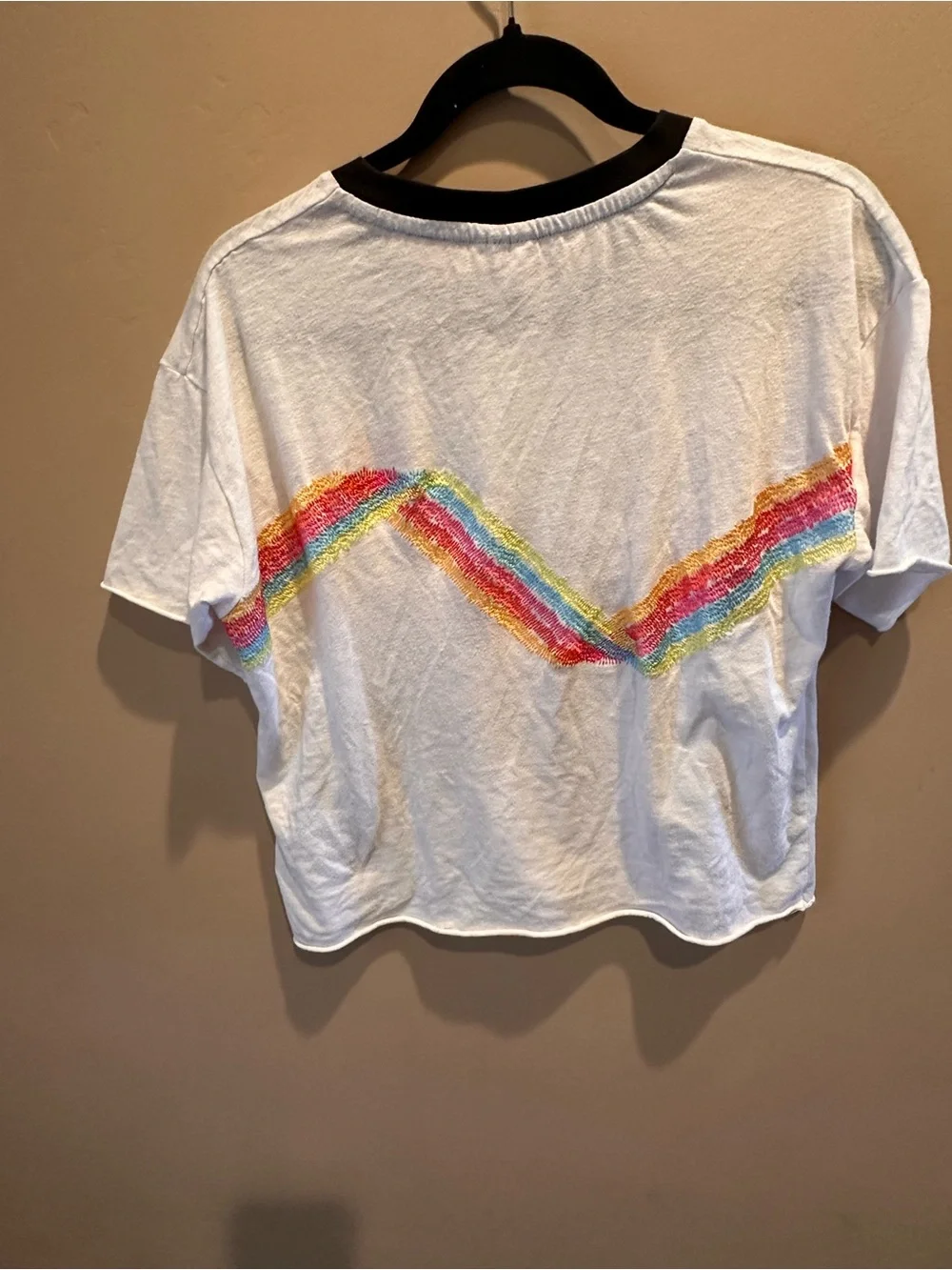 Disney Parks EPCOT Tomorrowland Retro Rainbow Crop Ringer Tee Top M
